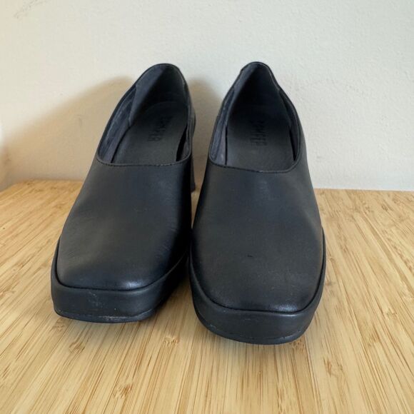 Camper Upright Pumps EU 41 Black Leather Chunky Heels - Picture 3 of 11